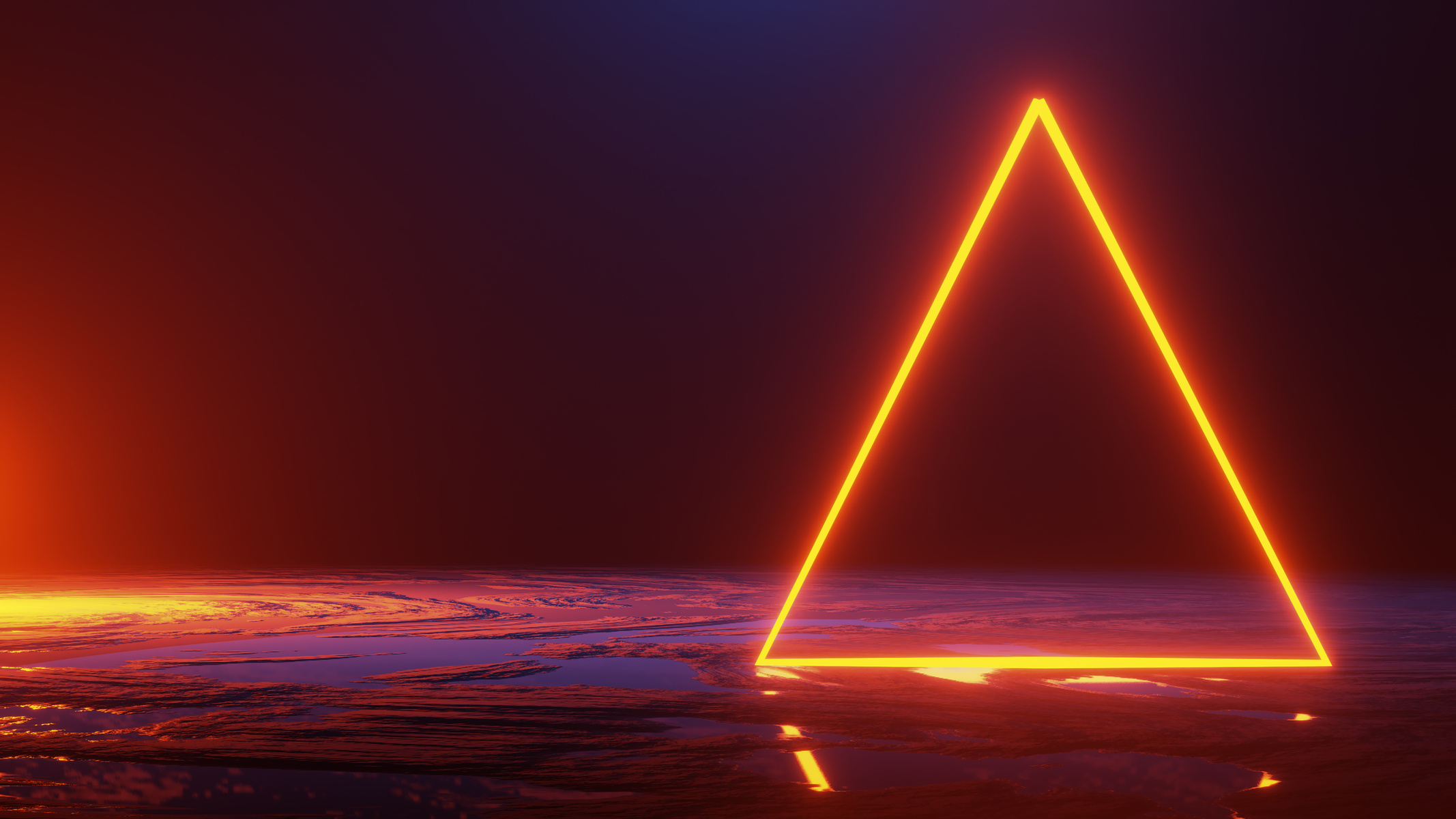 Neon Triangular Shape in Space
